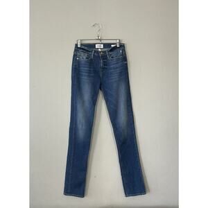 FRAME Size 25 Le Nik Straight Jeans Denim Medium Distressed Wash